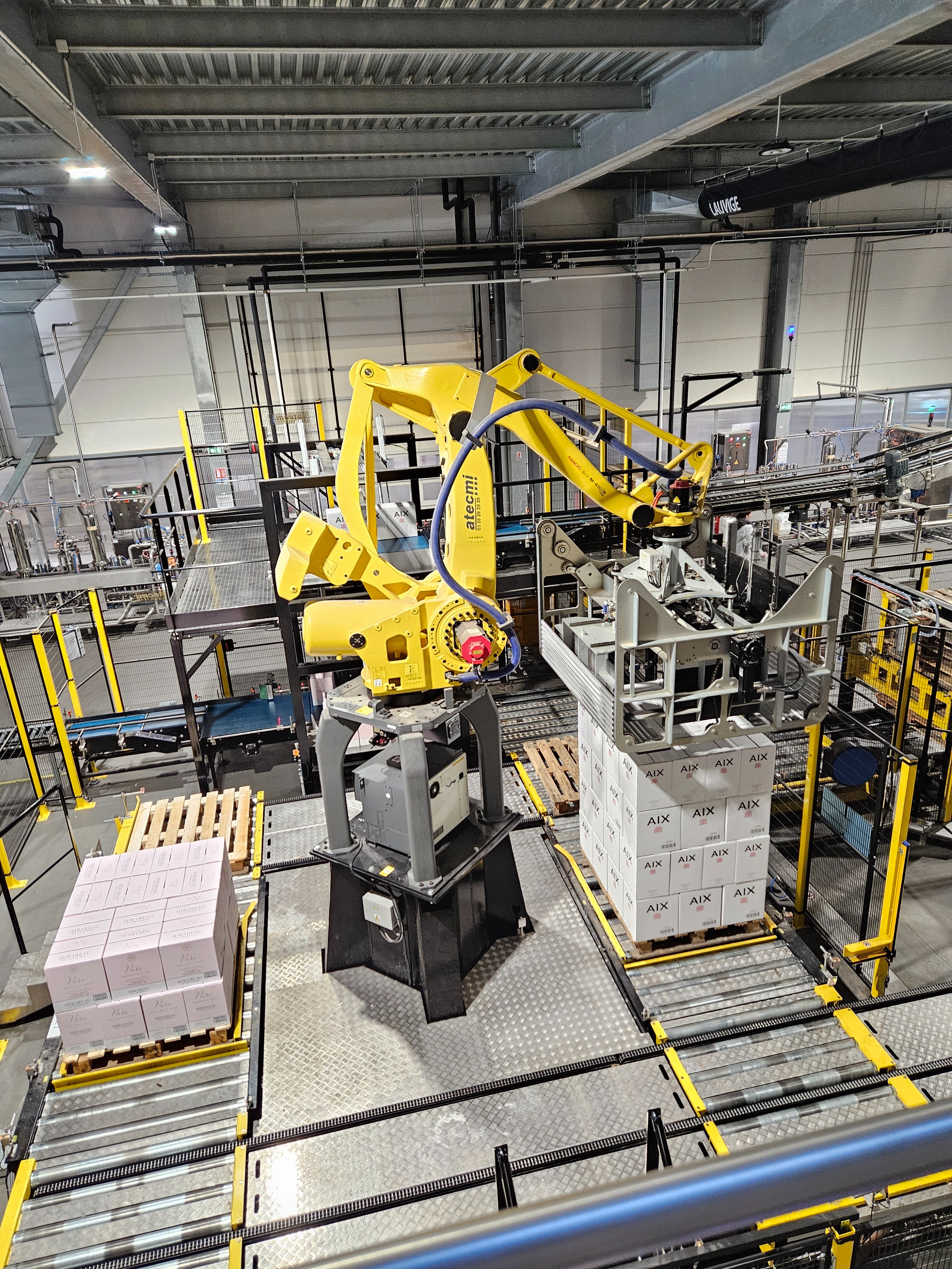 Cellule robotisée de palettisation sur ligne de production
